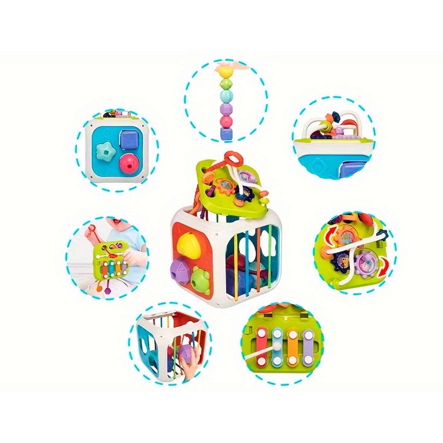 Cubo Sensorial Multifuncional Juego Educativo de Formas para Bebé