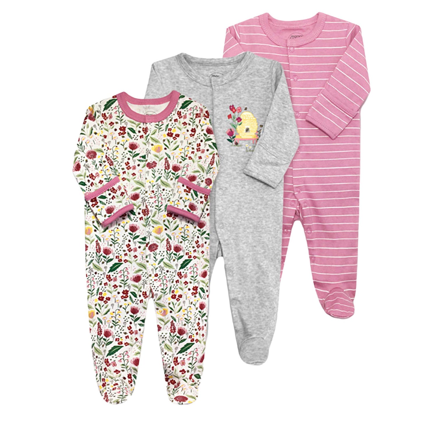 Pack 3 Pijamas Enteritos De Algodón Para Bebé 0-3 a 9-12 meses