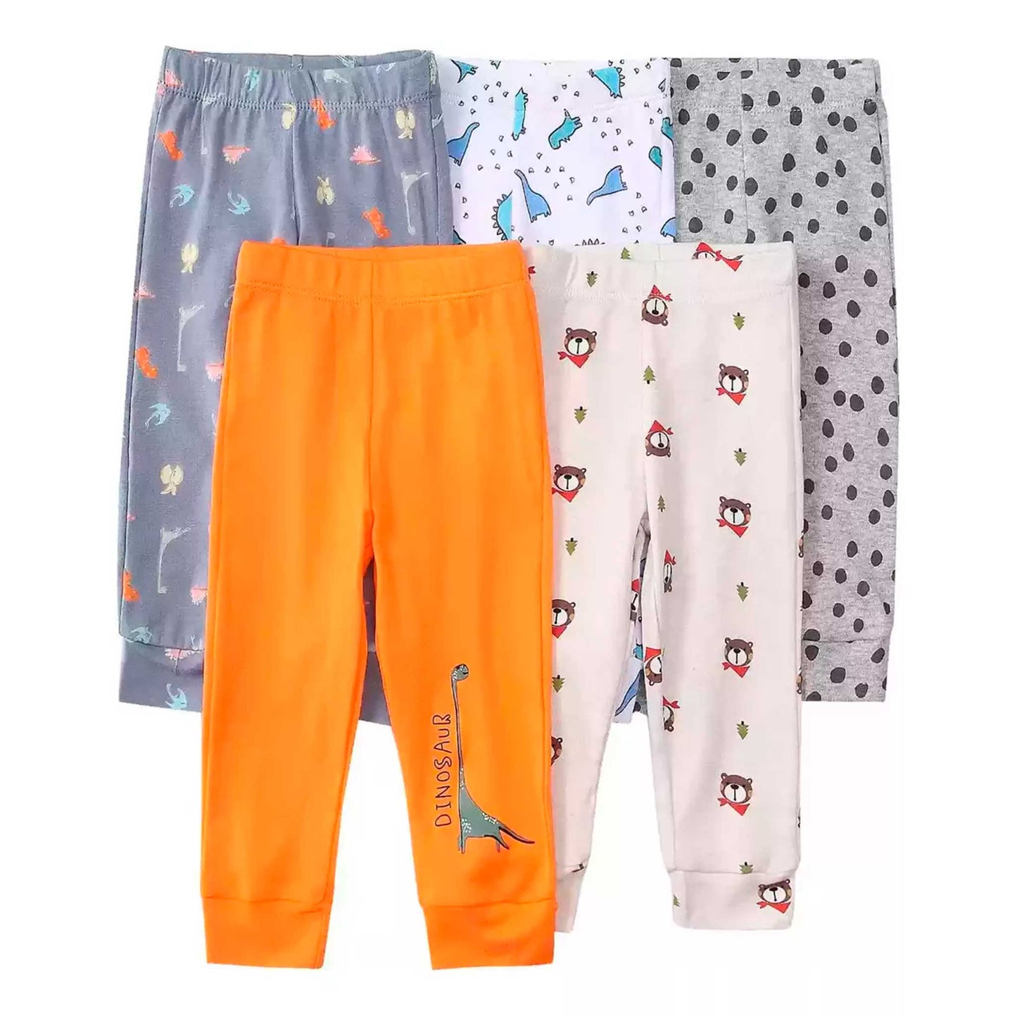 Pack 5 Pantalones Calzas Leggins De Algodón Niños 3-5 años