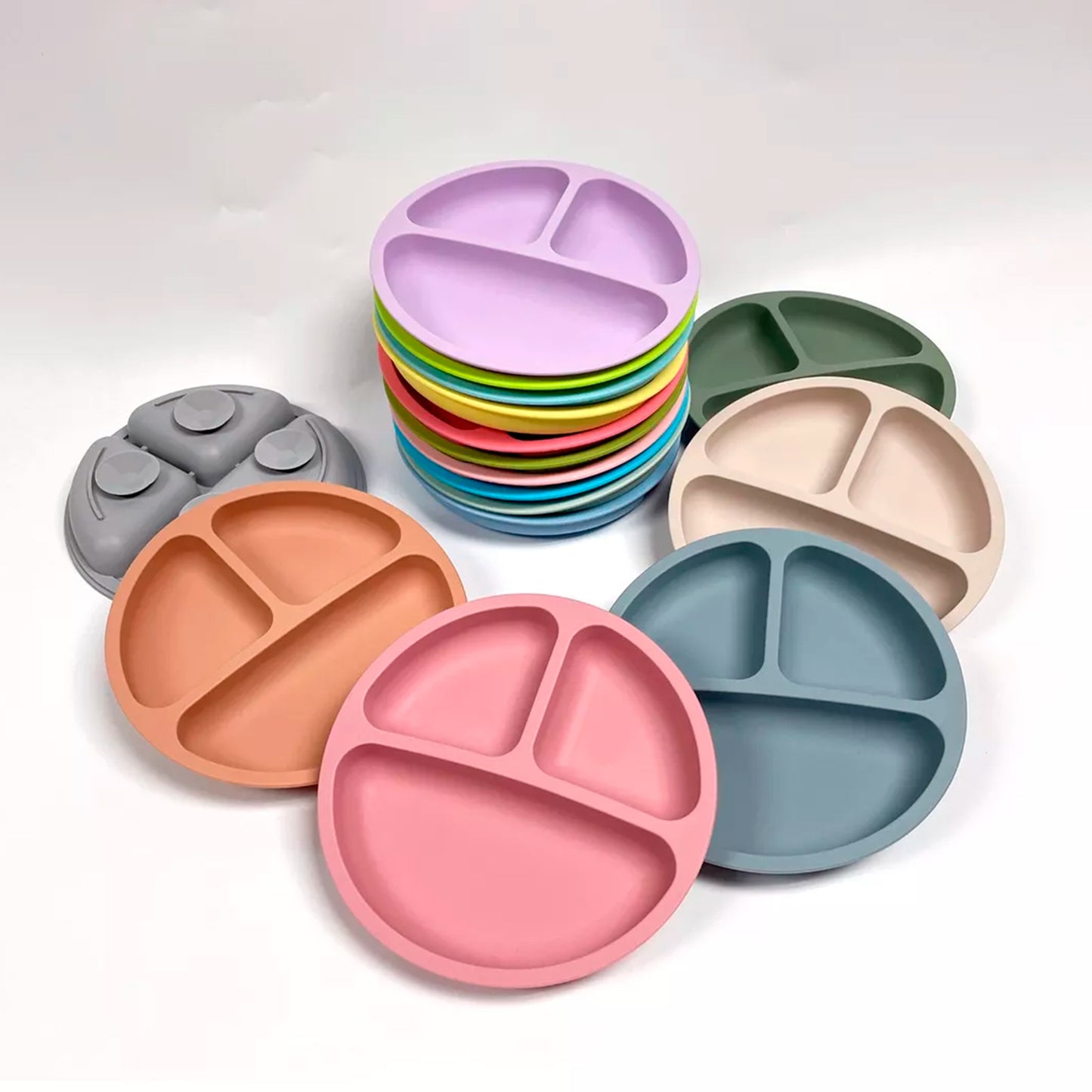 Plato Silicona Dividido De Alimentación con ventosas