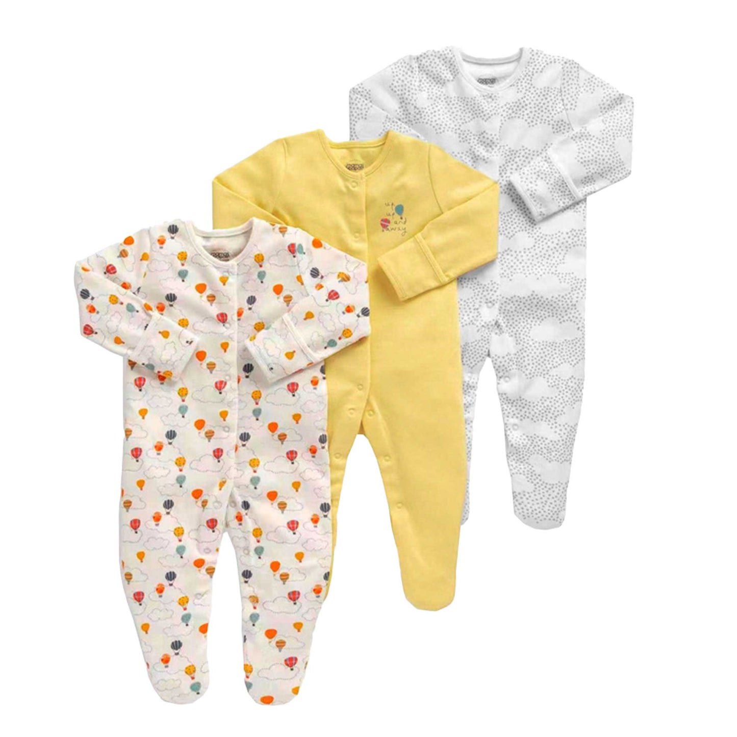 Pack 3 Pijamas Enteritos De Algodón Para Bebé 0-3 a 9-12 meses