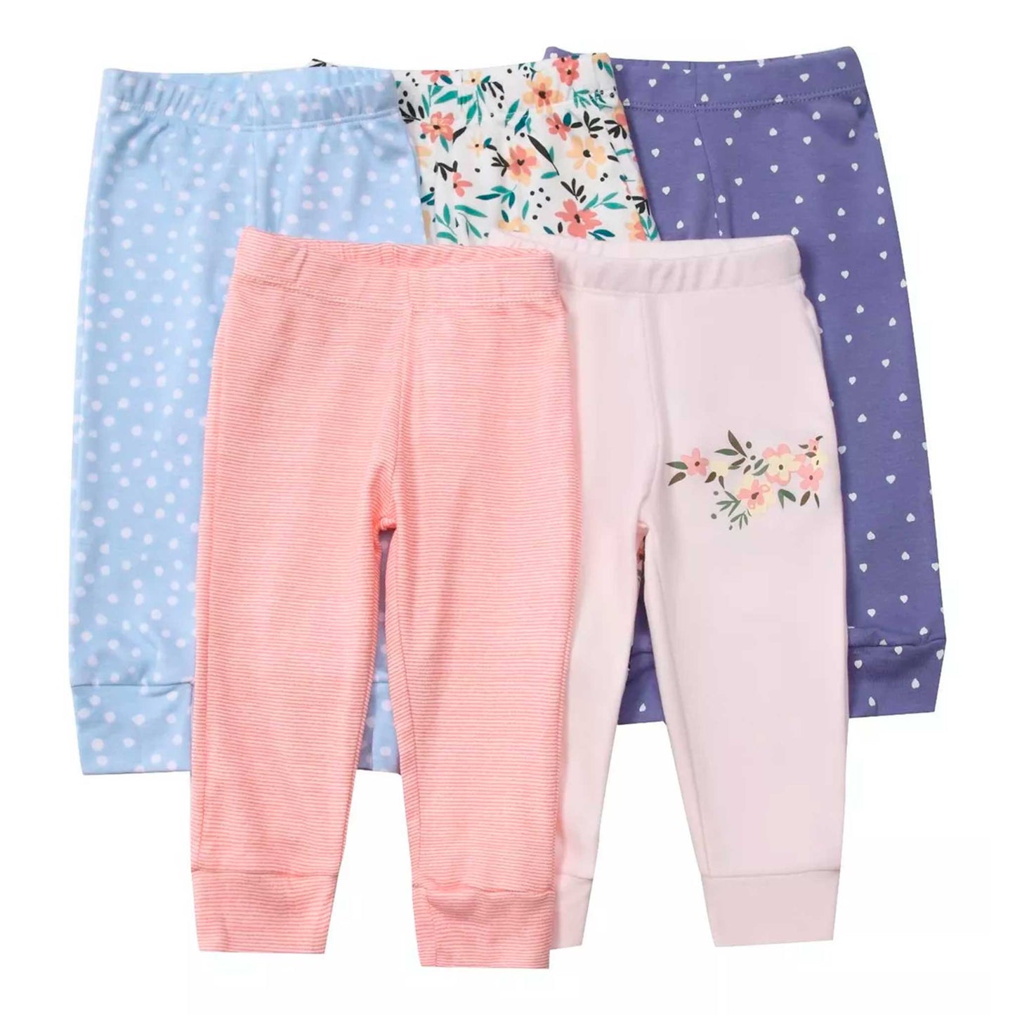 Pack 5 Pantalones Calzas Leggins De Algodón Niños 3-5 años