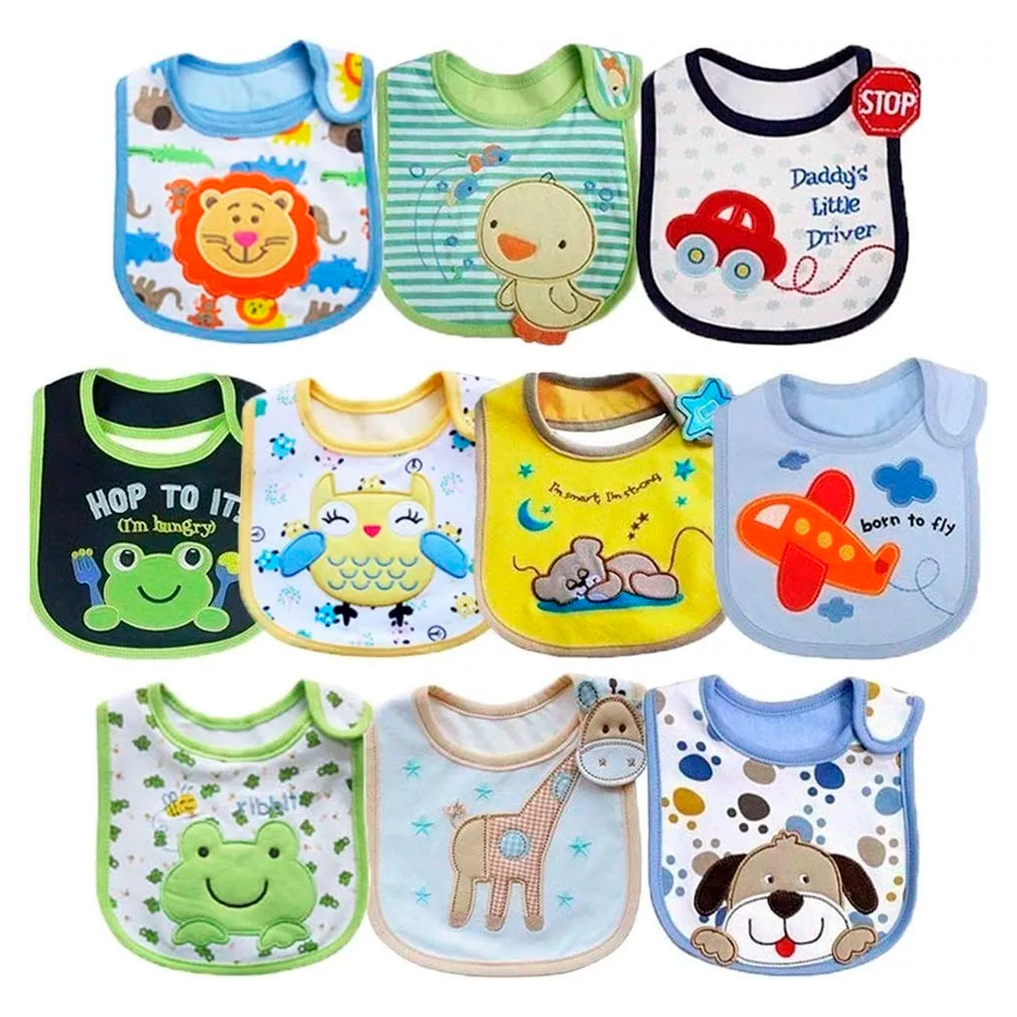 Pack 3 Baberos Impermeables Bebés Varios Diseños