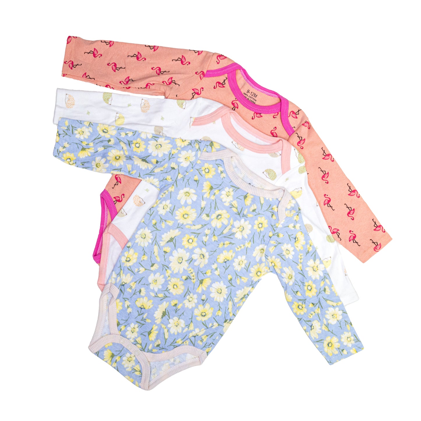 Pack 3 Bodys Algodón Con Manga Larga Bebé 0-3 a 9-12 meses