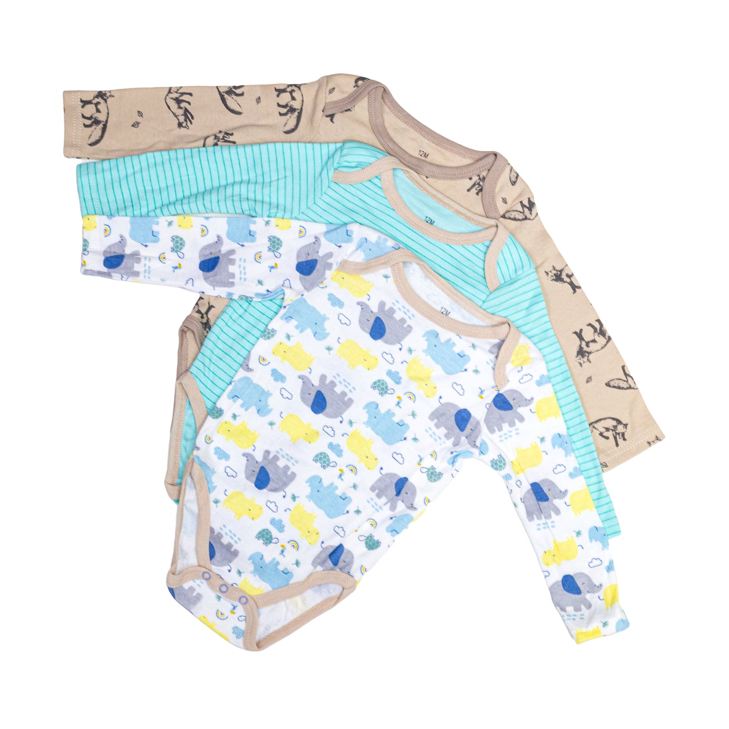 Pack 3 Bodys Algodón Con Manga Larga Bebé 0-3 a 9-12 meses