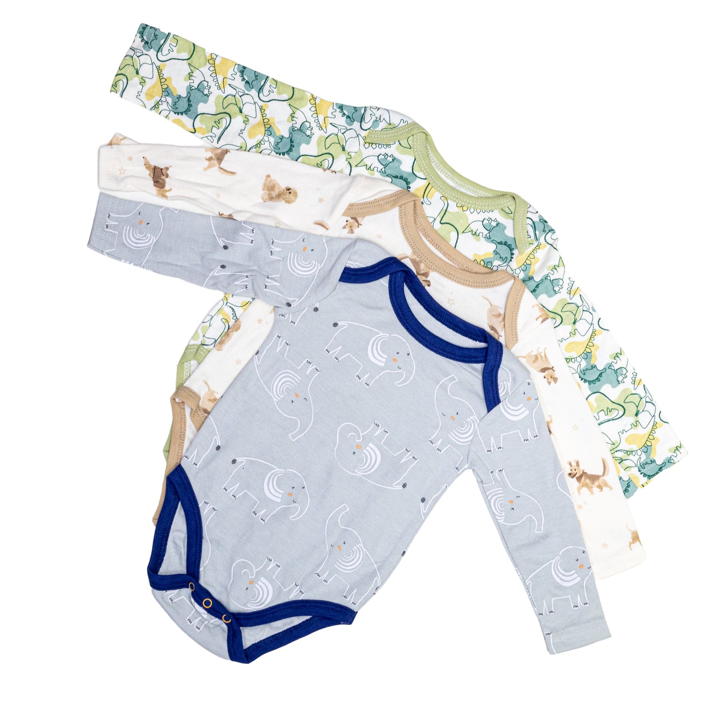 Pack 3 Bodys Algodón Con Manga Larga Bebé 0-3 a 9-12 meses
