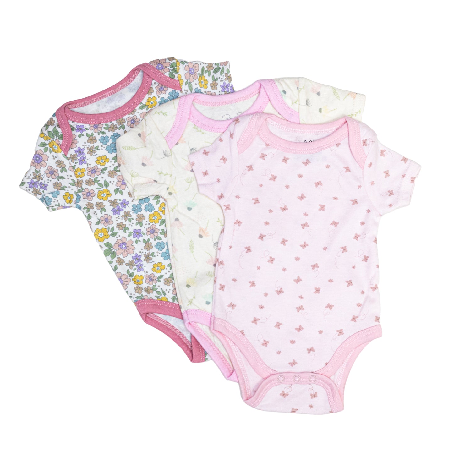Pack 3 Bodys Algodón Con Manga Corta Bebé 0-3 a 9-12 meses