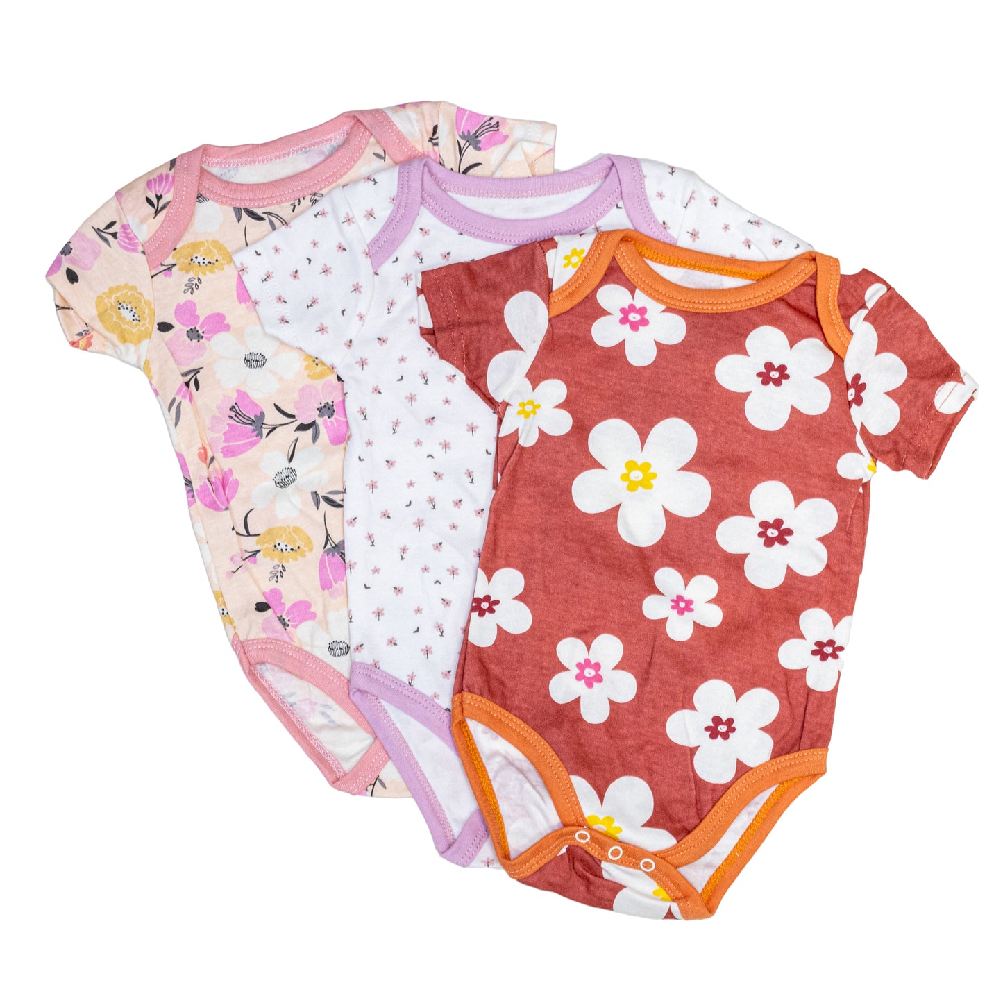 Pack 3 Bodys Algodón Con Manga Corta Bebé 0-3 a 9-12 meses