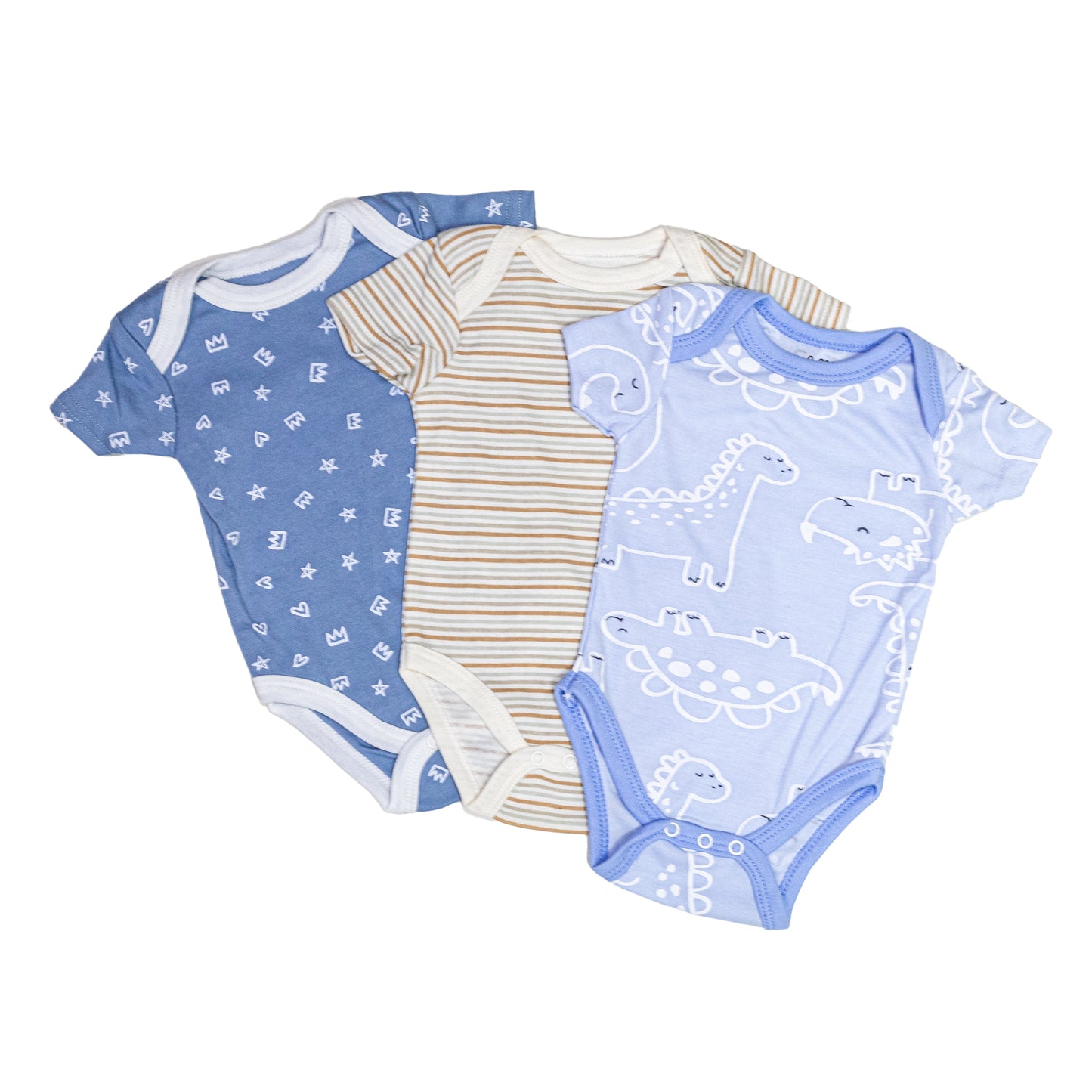 Pack 3 Bodys Algodón Con Manga Corta Bebé 0-3 a 9-12 meses