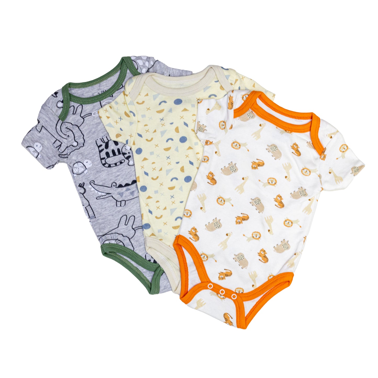 Pack 3 Bodys Algodón Con Manga Corta Bebé 0-3 a 9-12 meses