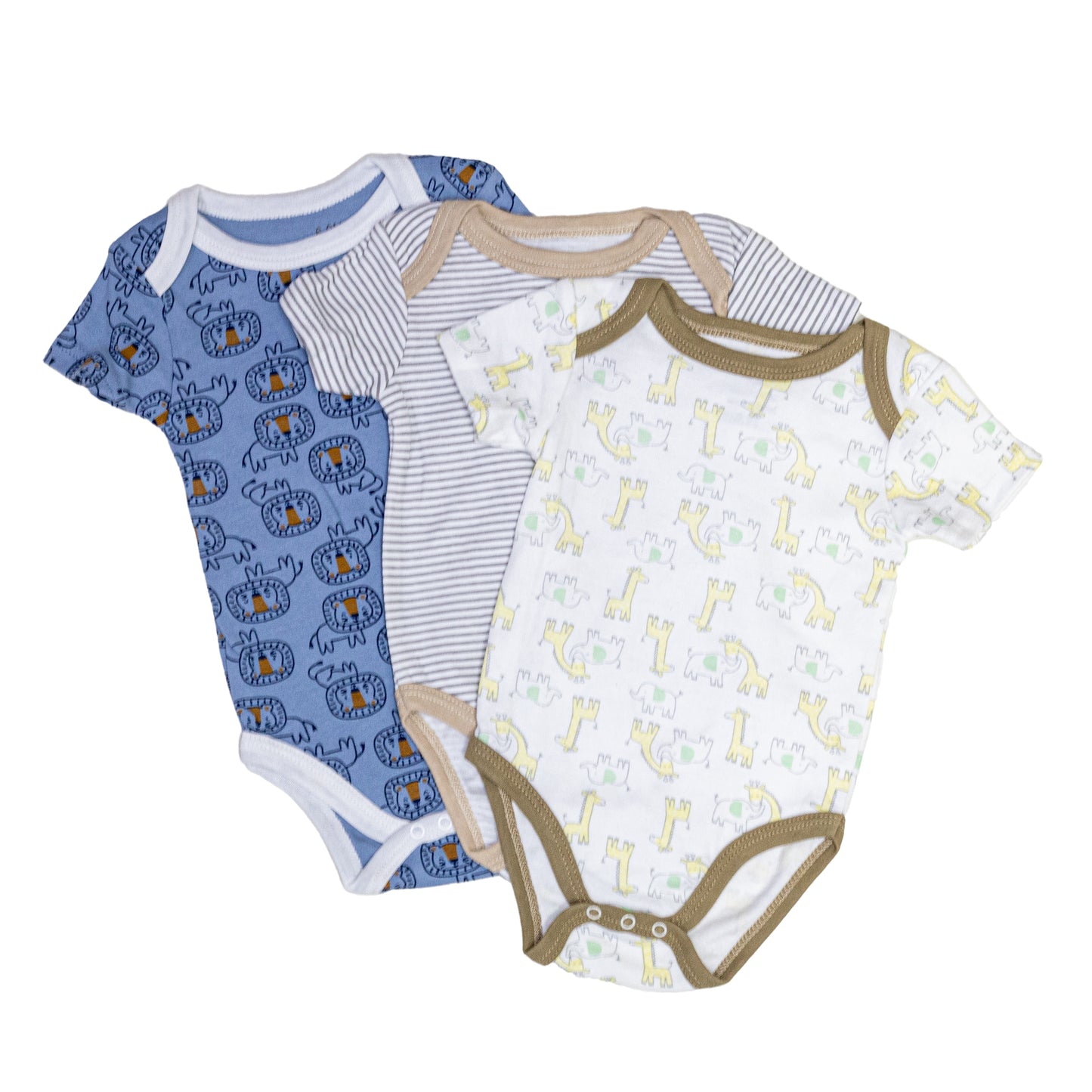 Pack 3 Bodys Algodón Con Manga Corta Bebé 0-3 a 9-12 meses