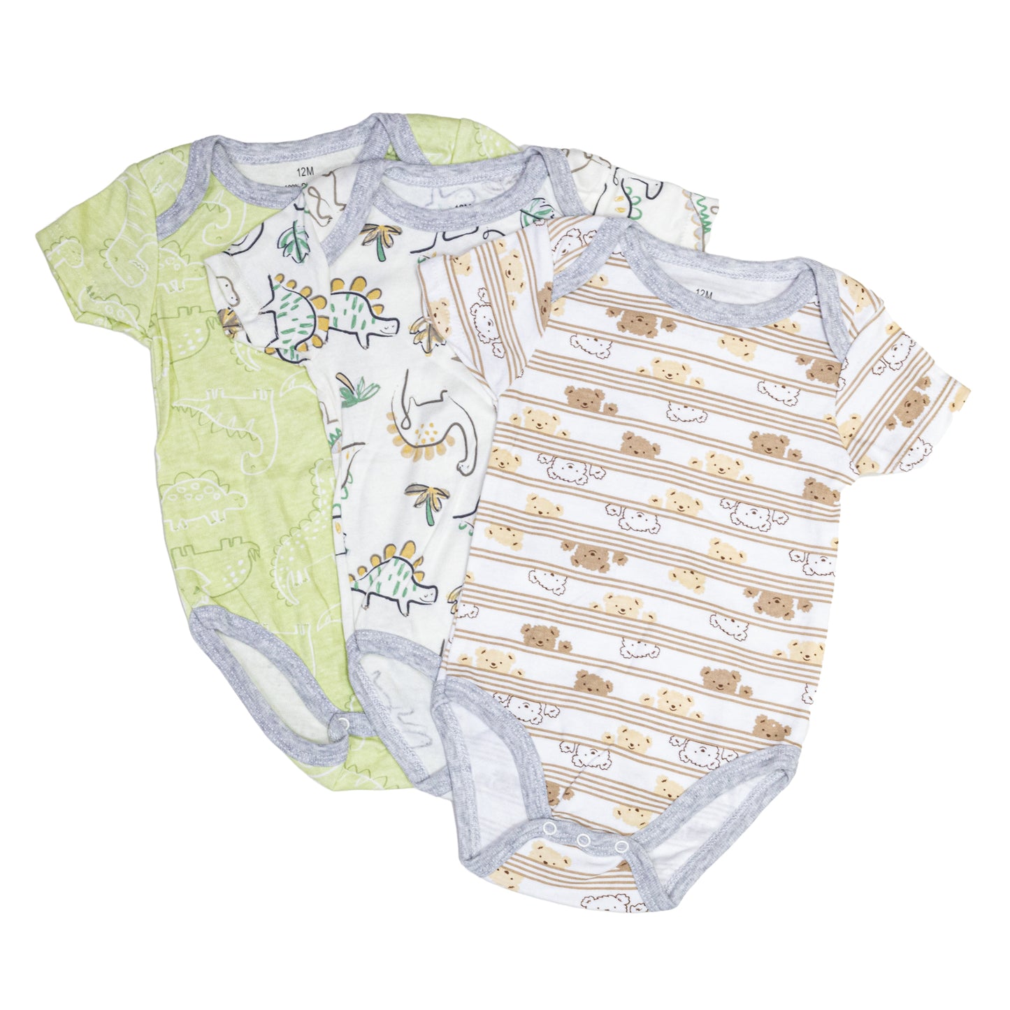 Pack 3 Bodys Algodón Con Manga Corta Bebé 0-3 a 9-12 meses