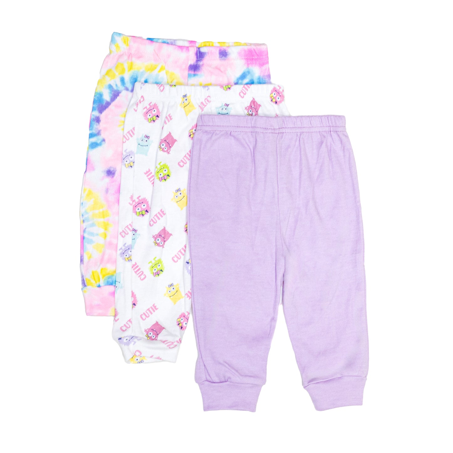 Pack 3 Pantalones Calzas Leggins Algodón Bebé 0-3 a 6-9 meses