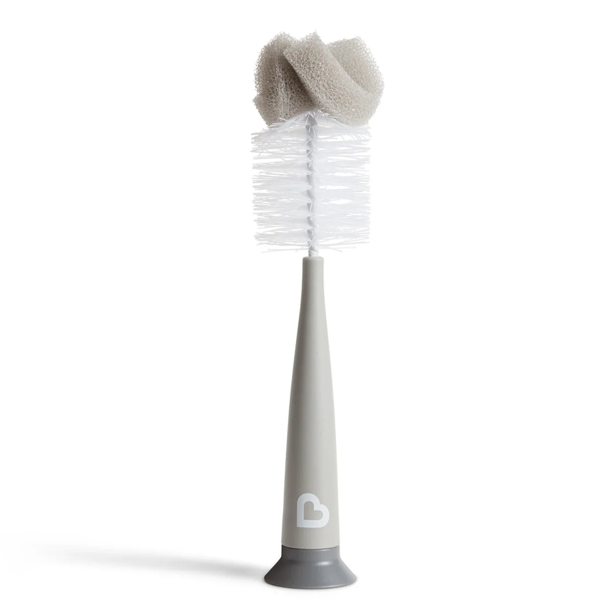 Cepillo con esponja 2 en 1 para mamaderas Munchkin, diseño ergonómico y flexible, ideal para una limpieza profunda y efectiva de biberones y accesorios.