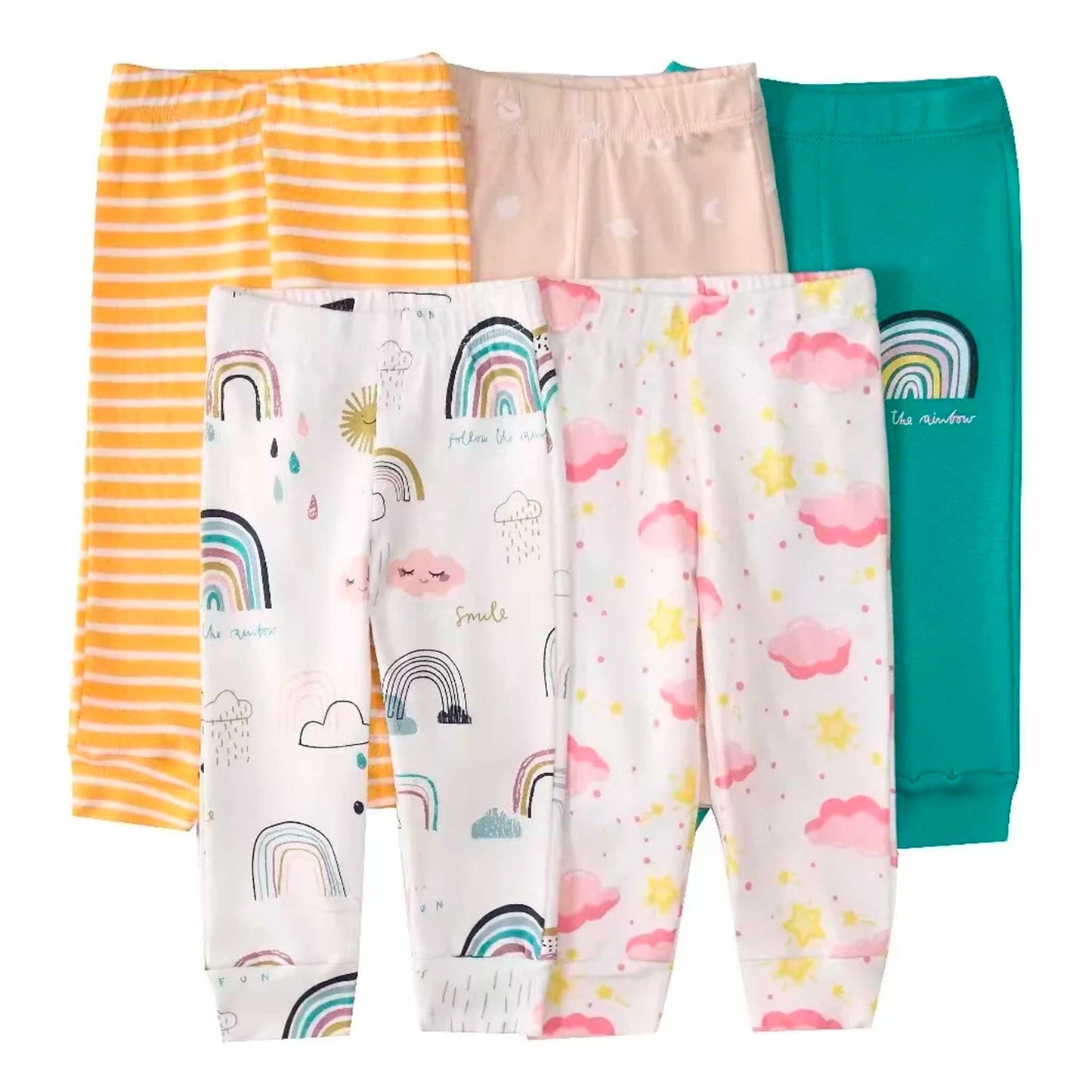 Pack 5 Pantalones Calzas Leggins De Algodón Niños 3-5 años