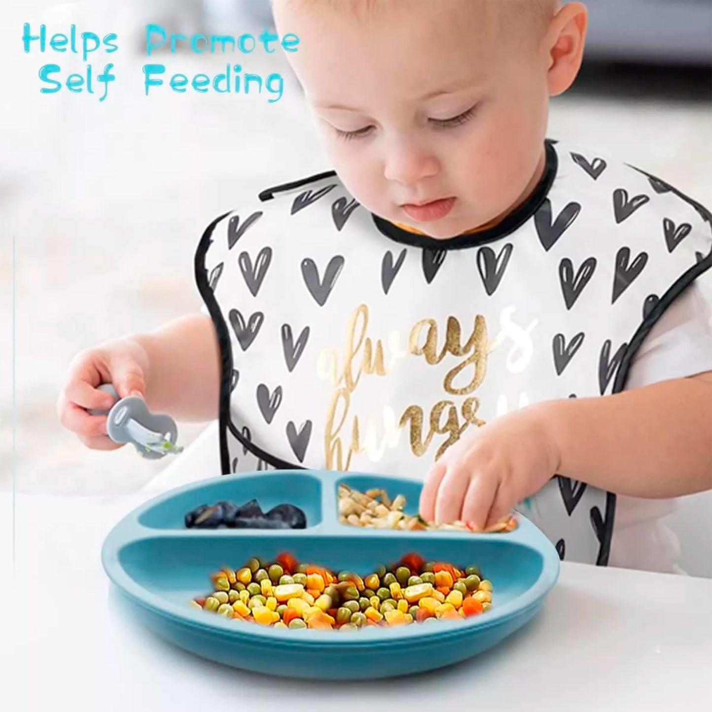 Plato Silicona Dividido De Alimentación con ventosas