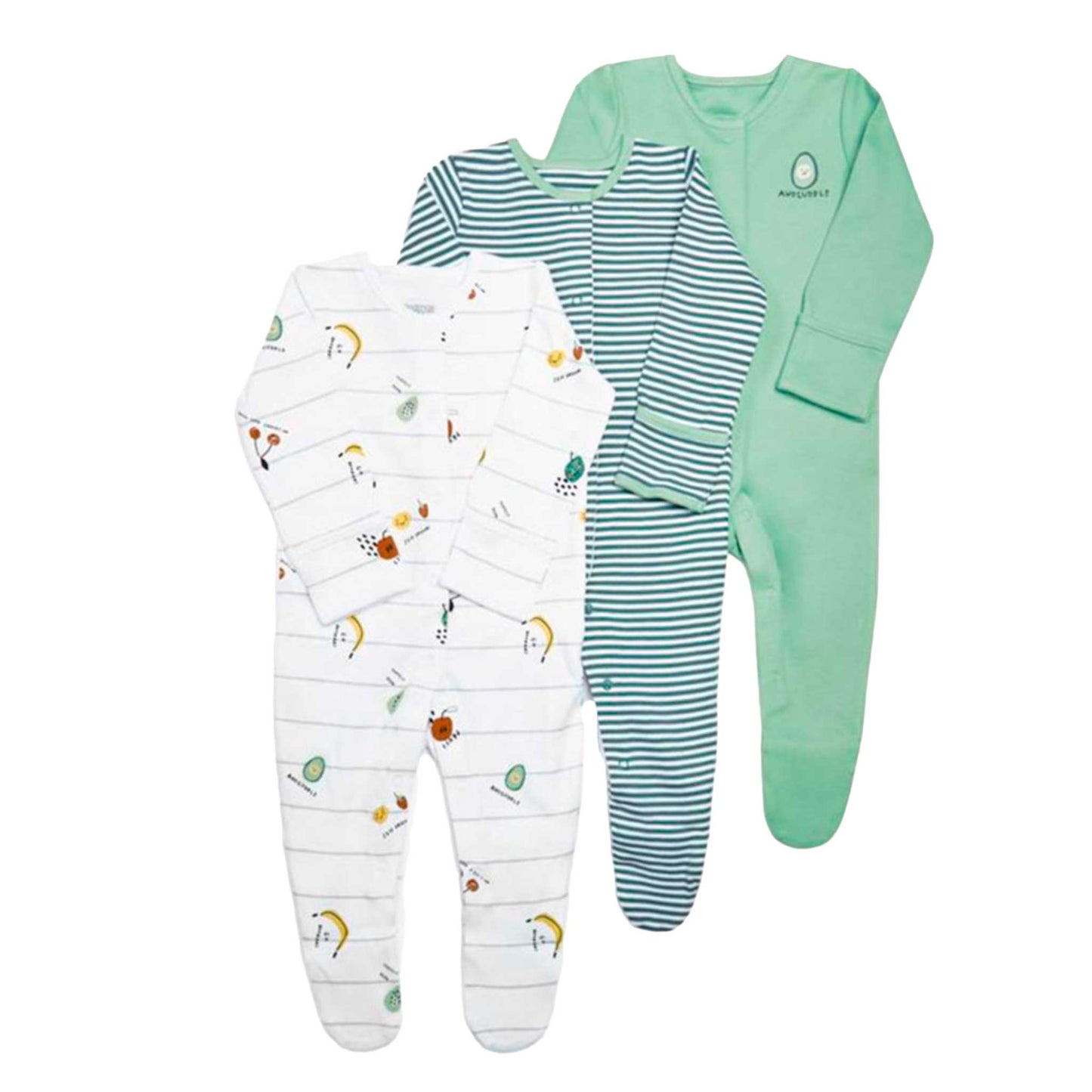 Pack 3 Pijamas Enteritos De Algodón Para Bebé 0-3 a 9-12 meses