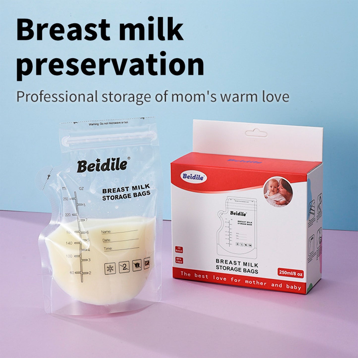 Bolsas para leche materna 30 unidades 250ml/8oz