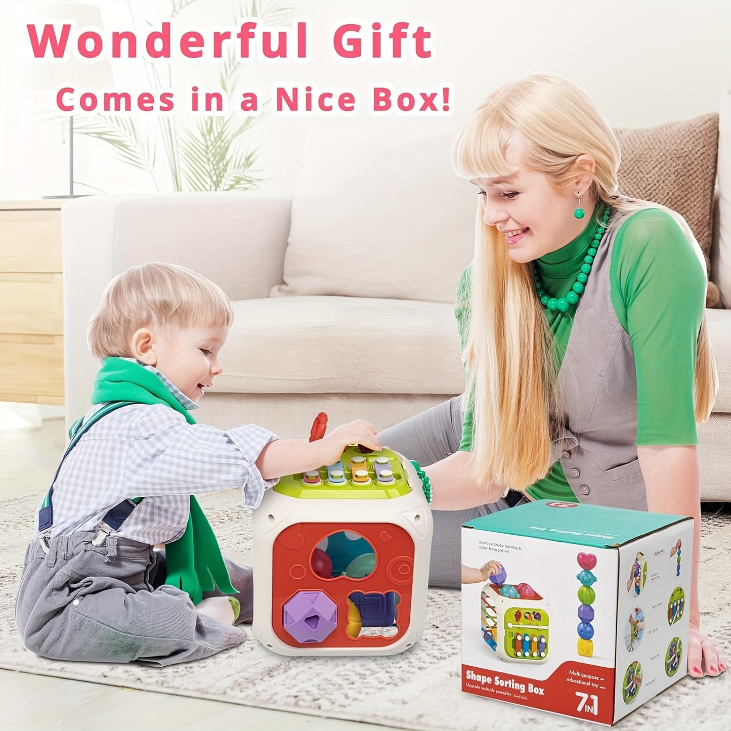 Cubo Sensorial Multifuncional Juego Educativo de Formas para Bebé