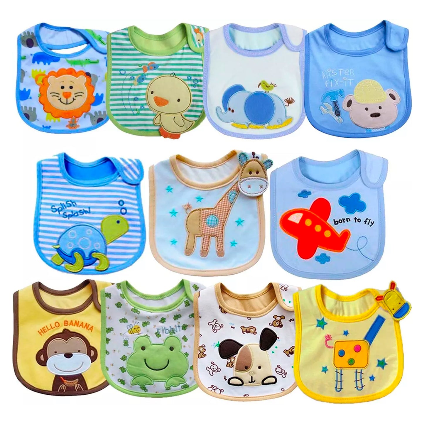 Pack 3 Baberos Impermeables Bebés Varios Diseños