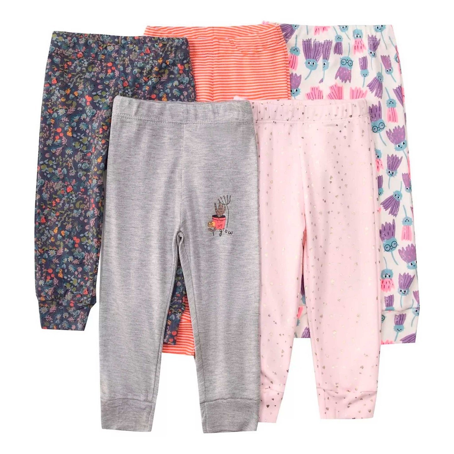 Pack 5 Pantalones Calzas Leggins De Algodón Niños 3-5 años