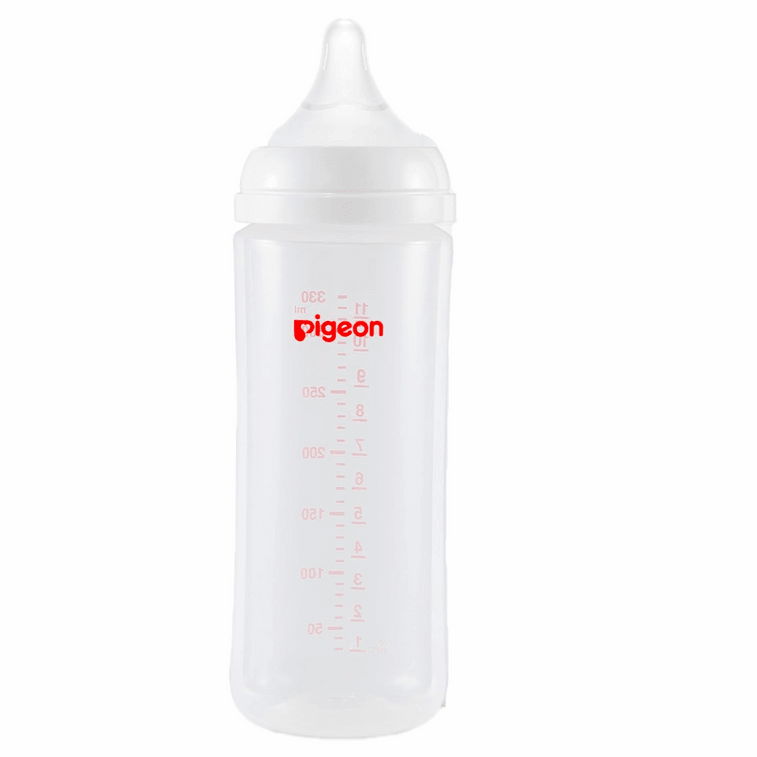 Mamadera Softouch 3rd Gen de boca ancha para bebés Pigeon, capacidad de 330 ml, hecha de plástico polipropileno (PP), diseño ergonómico y resistente, ideal para la alimentación segura y práctica del bebé.