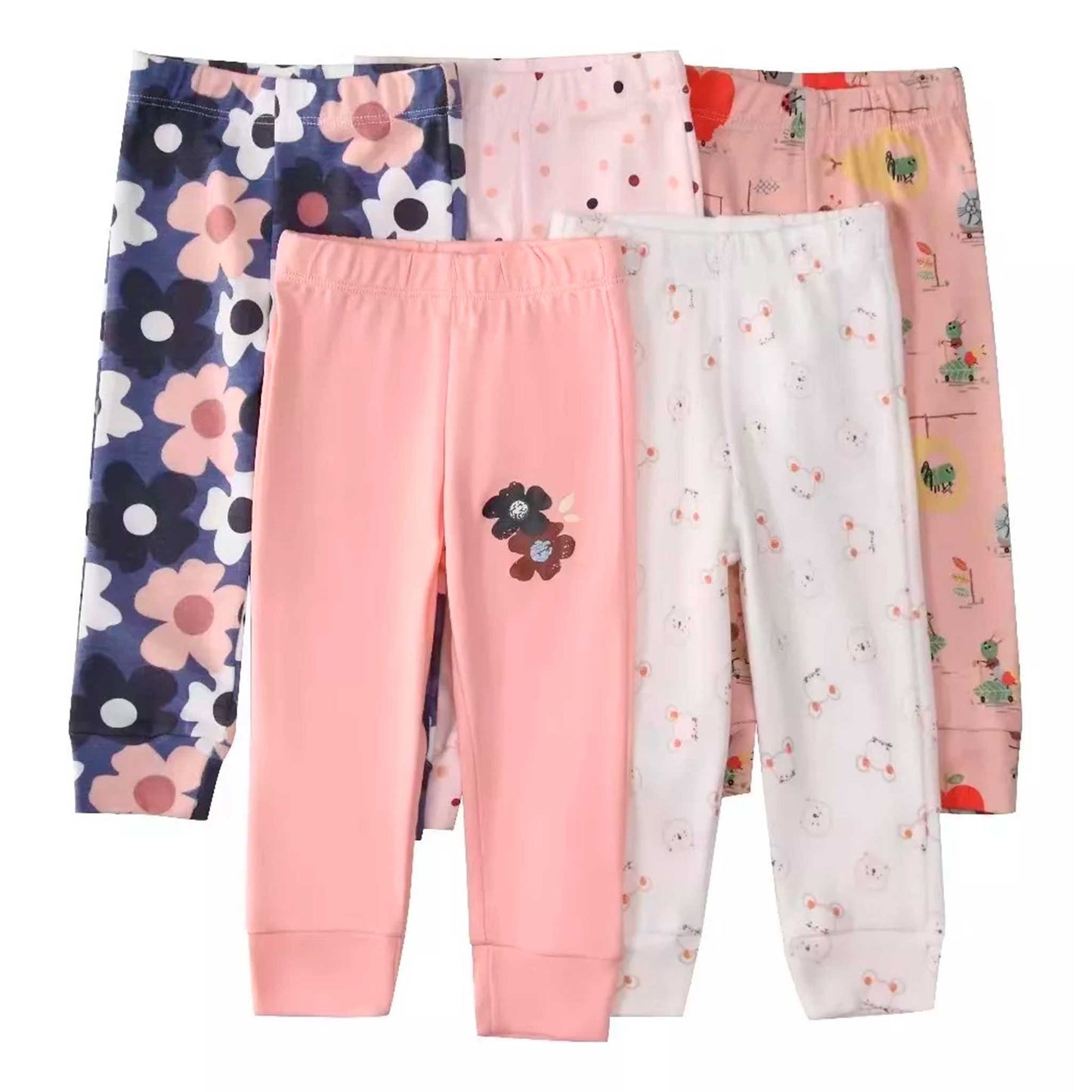 Pack 5 Pantalones Calzas Leggins De Algodón Niños 3-5 años