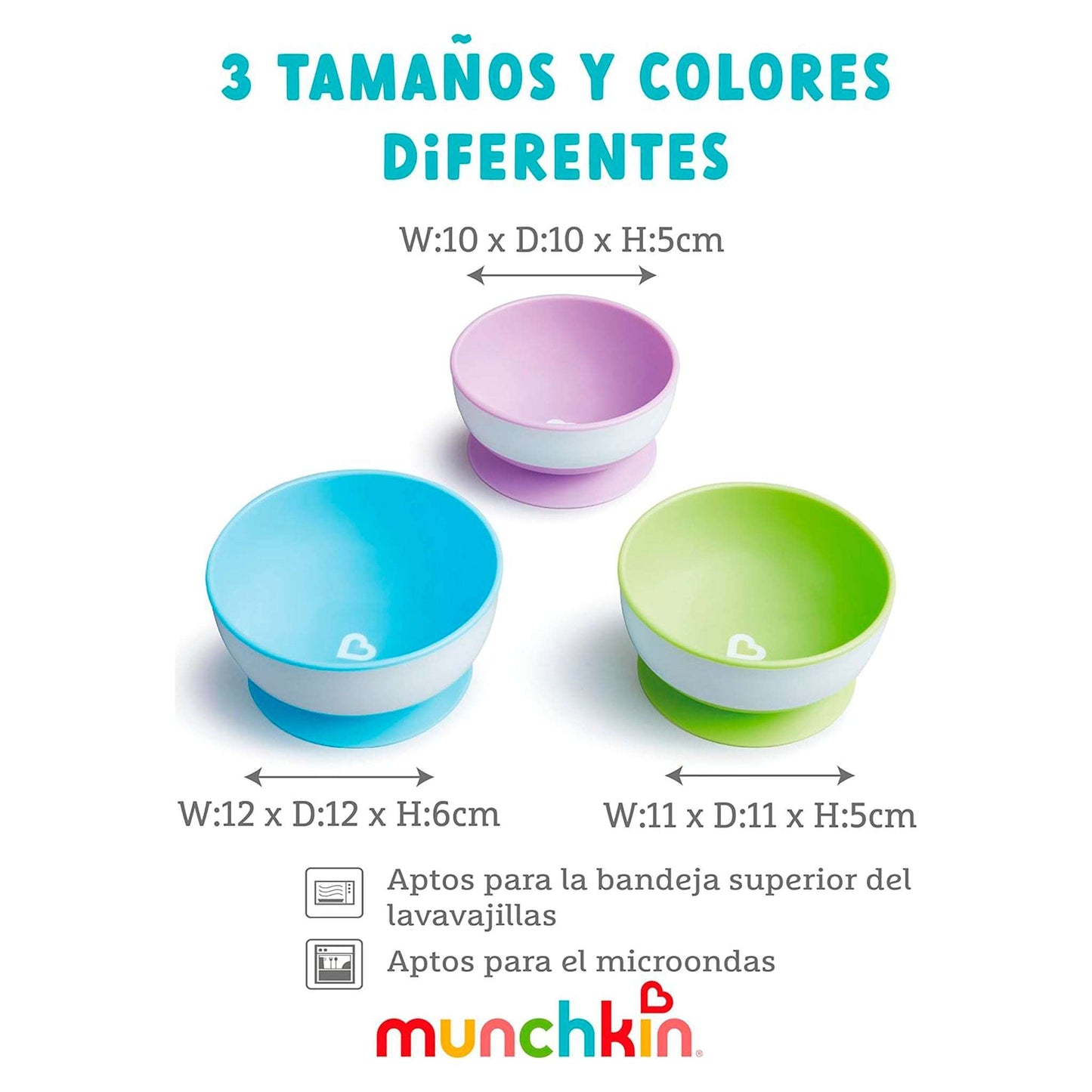 Set de 3 bowls con ventosa Stay Put Munchkin