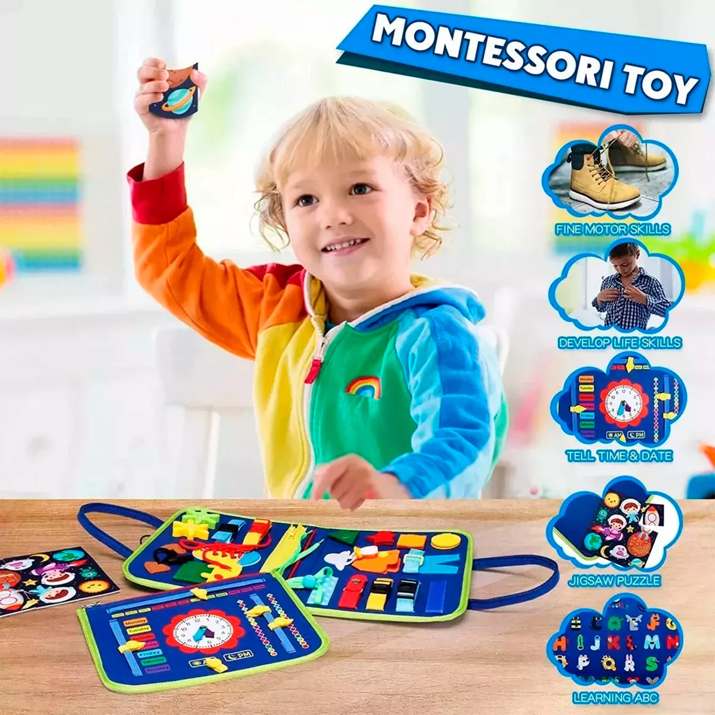 Tablero Sensorial Interactivo Montessori Juego Educativo