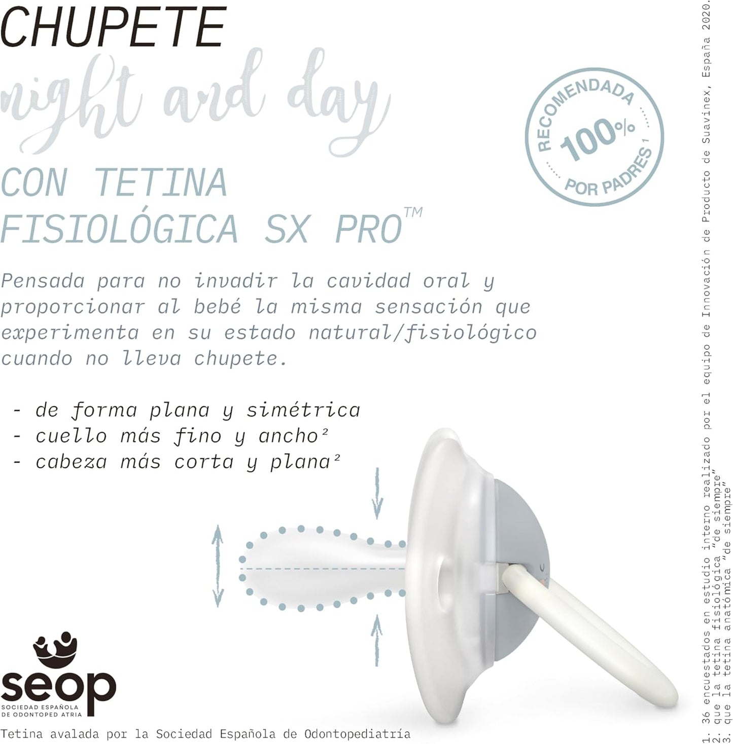 Pack 2 Chupetes nocturnos Night and Day con Tetina Fisiológica SX Pro de Silicona 6-18 meses