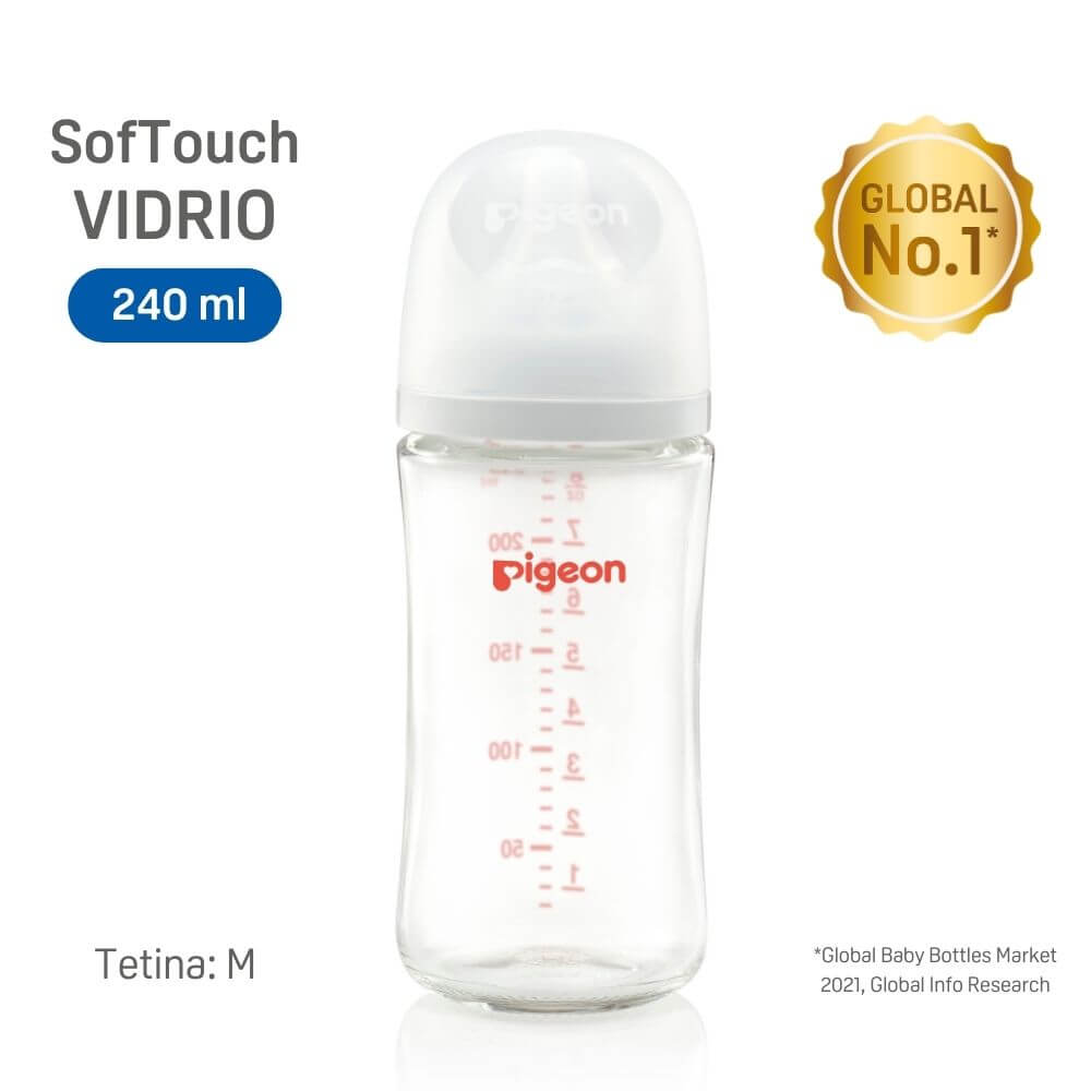Mamadera 3rd Gen Softouch boca ancha vidrio 240ml Pigeon