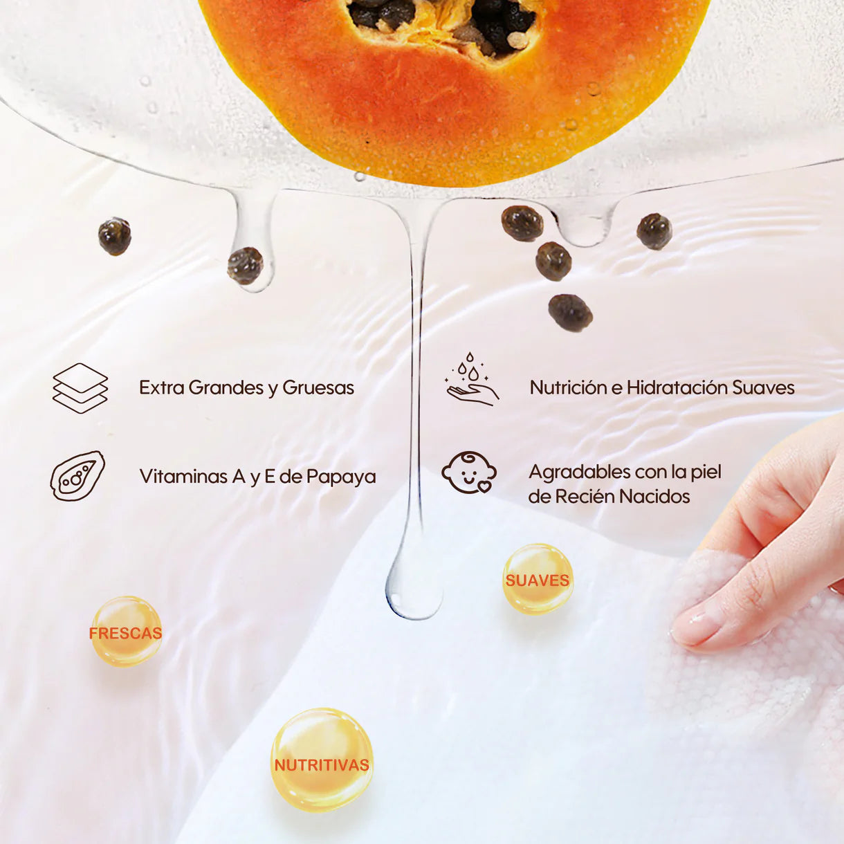 Toallitas Húmedas con extracto de Papaya Caja 12 paquetes 1008 unds Aiwibi