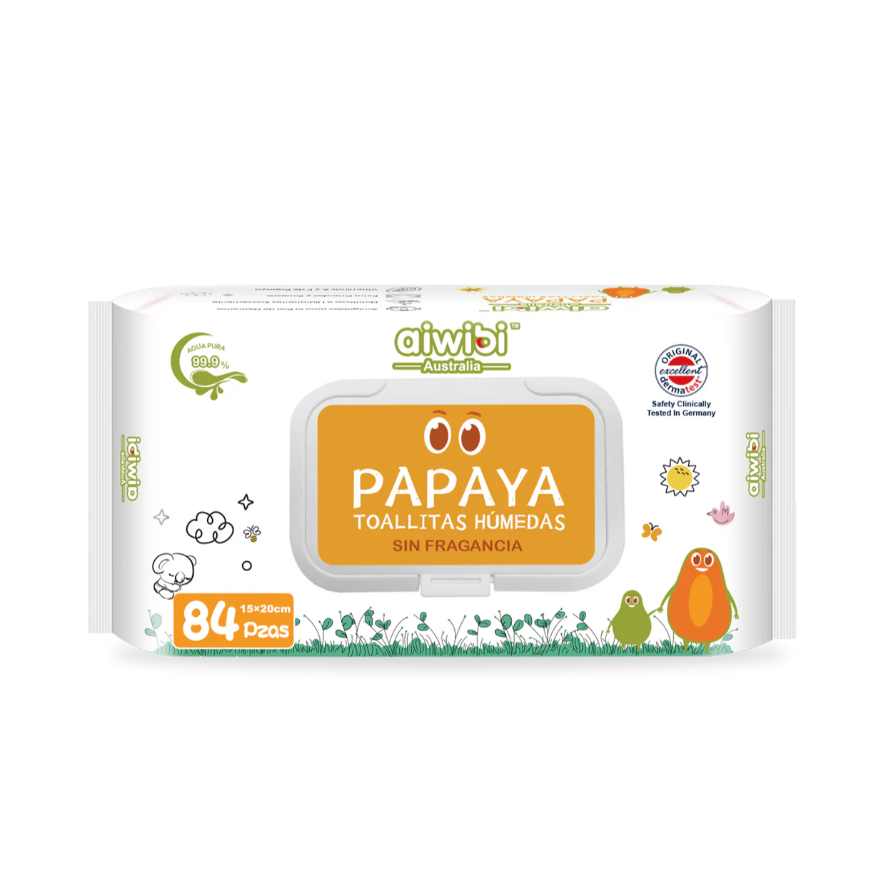 Toallitas Húmedas con extracto de Papaya Caja 12 paquetes 1008 unds Aiwibi