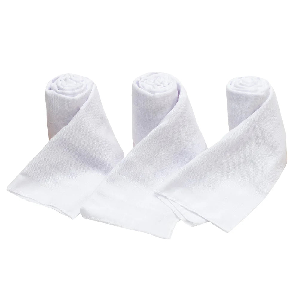 Set 3 Pañales Tuto 100% Algodón Liso Blanco Bambino