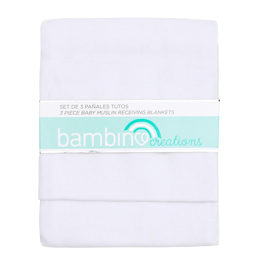 Set 3 Pañales Tuto 100% Algodón Liso Blanco Bambino