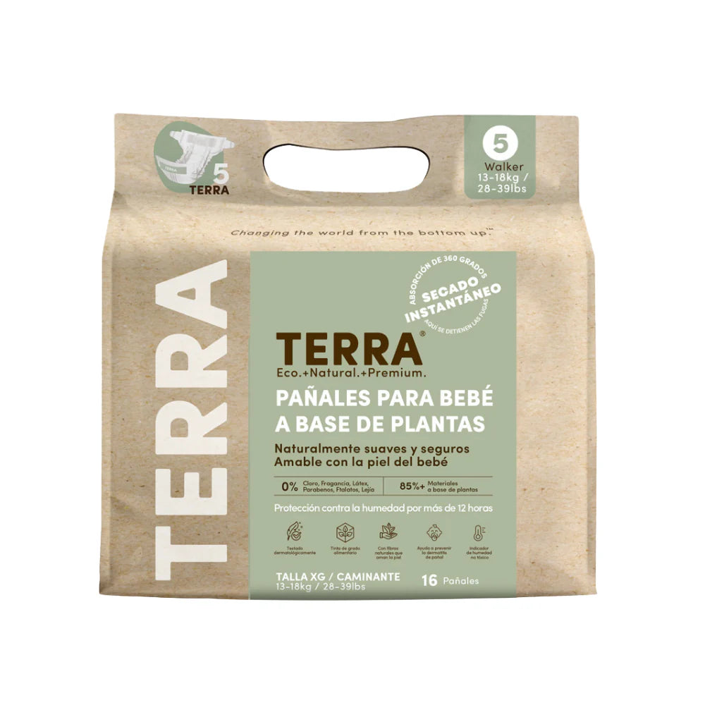 Pañales biodegradables desechables Talla XG Terra