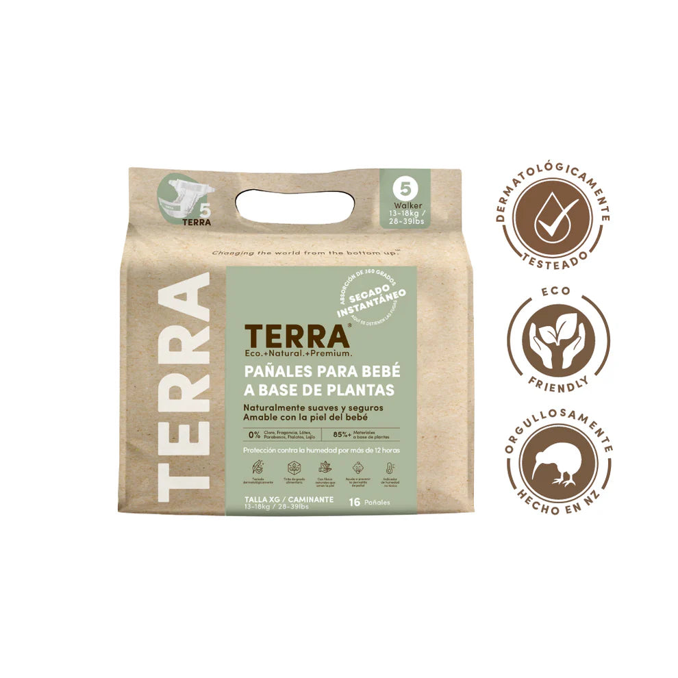 Pañales biodegradables desechables Talla XG Terra