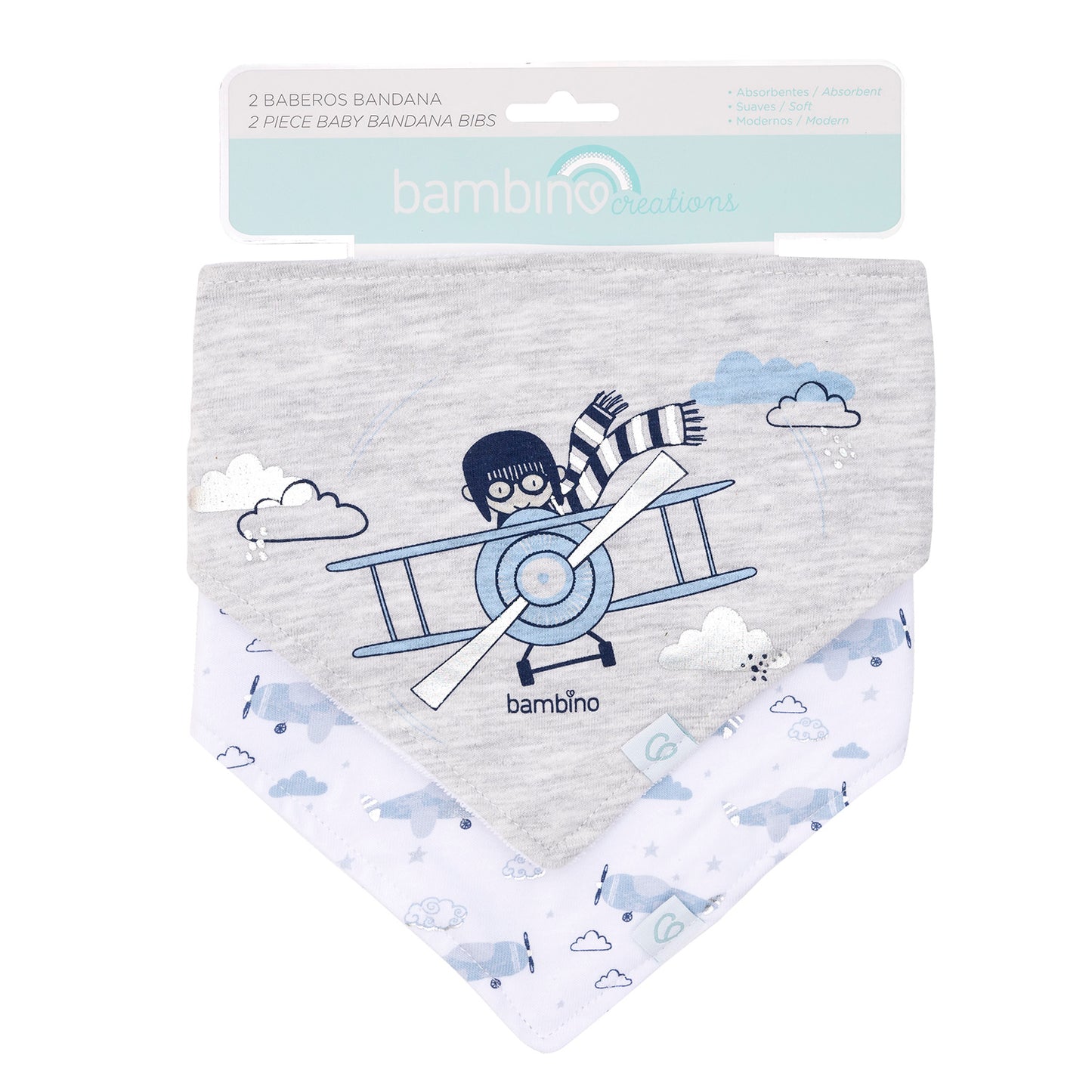 Set 2 Baberos Bandana Algodón Bambino