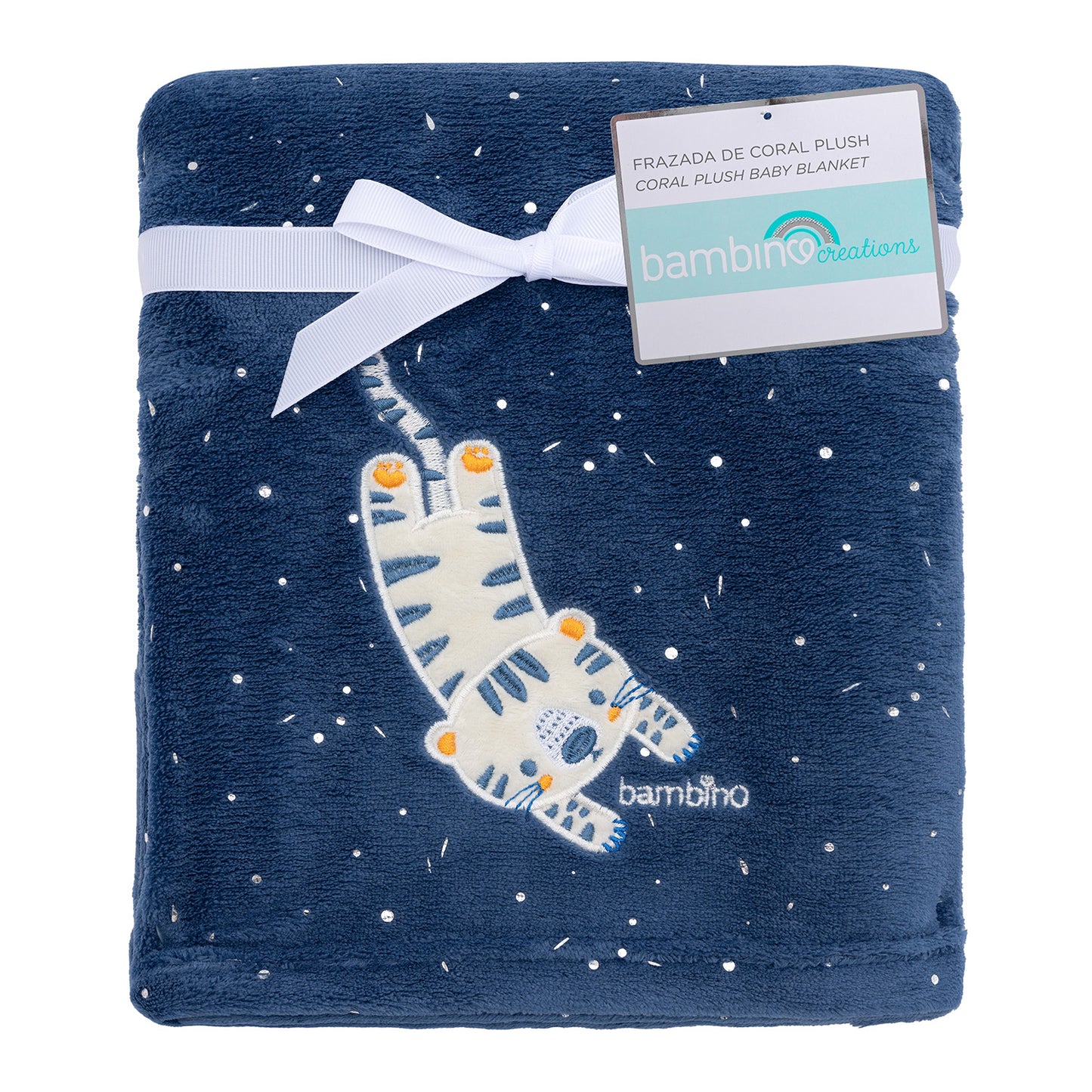 Frazada manta de coral plush para bebés Bambino, diseño suave y abrigador, ideal para mantener al bebé cómodo y cálido en cualquier temporada."