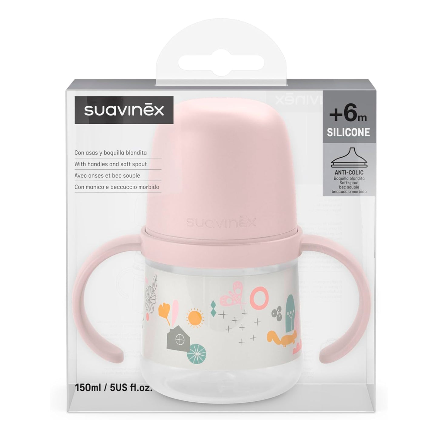 Vaso Mamadera con Asas y Tetina Silicona 150ml 6m+ Suavinex
