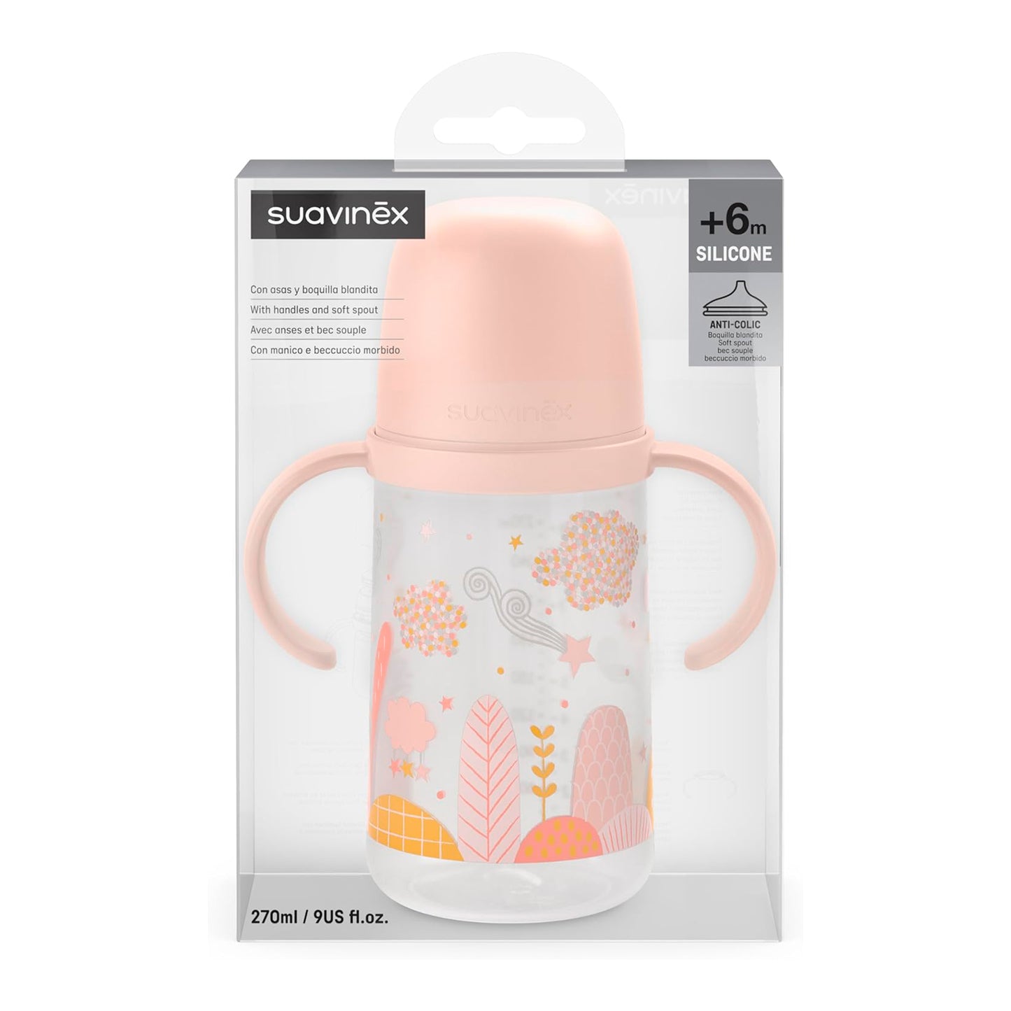 Vaso Mamadera con Asas y Tetina Silicona 270ml 6m+ Suavinex