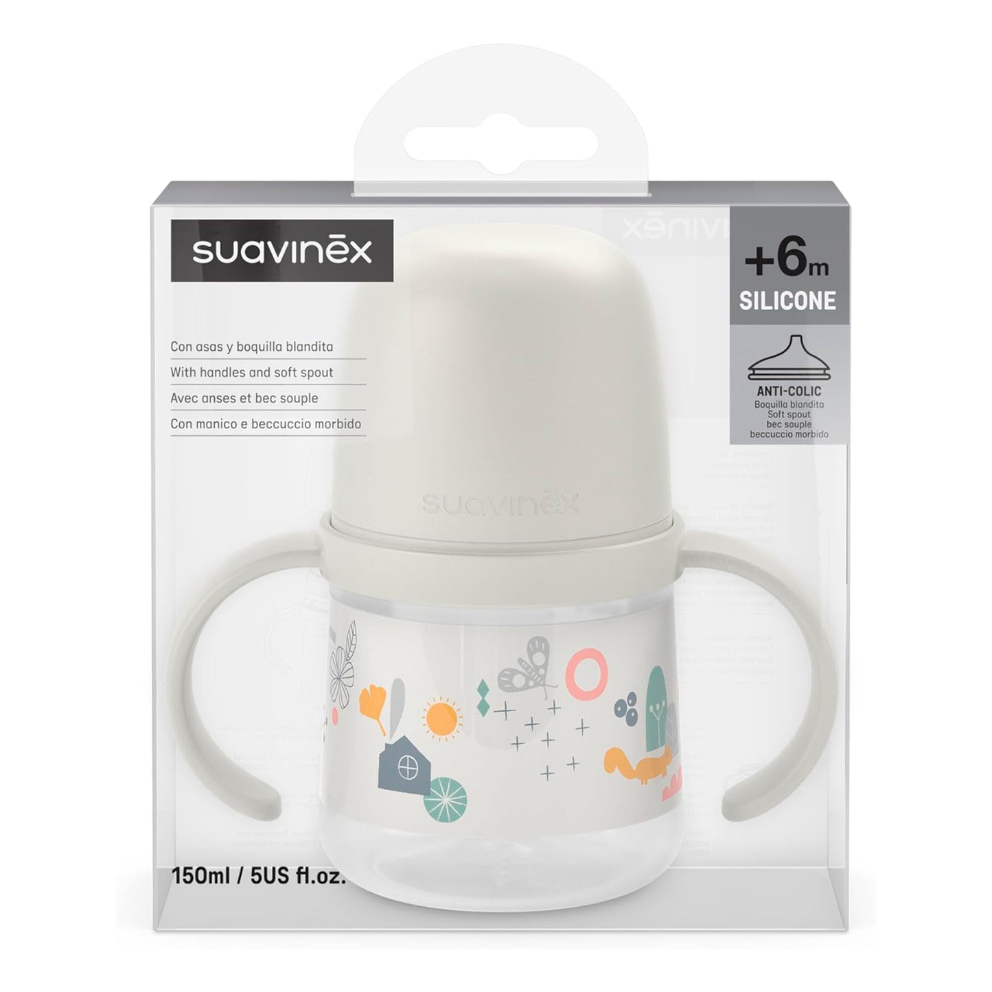 Vaso Mamadera con Asas y Tetina Silicona 150ml 6m+ Suavinex