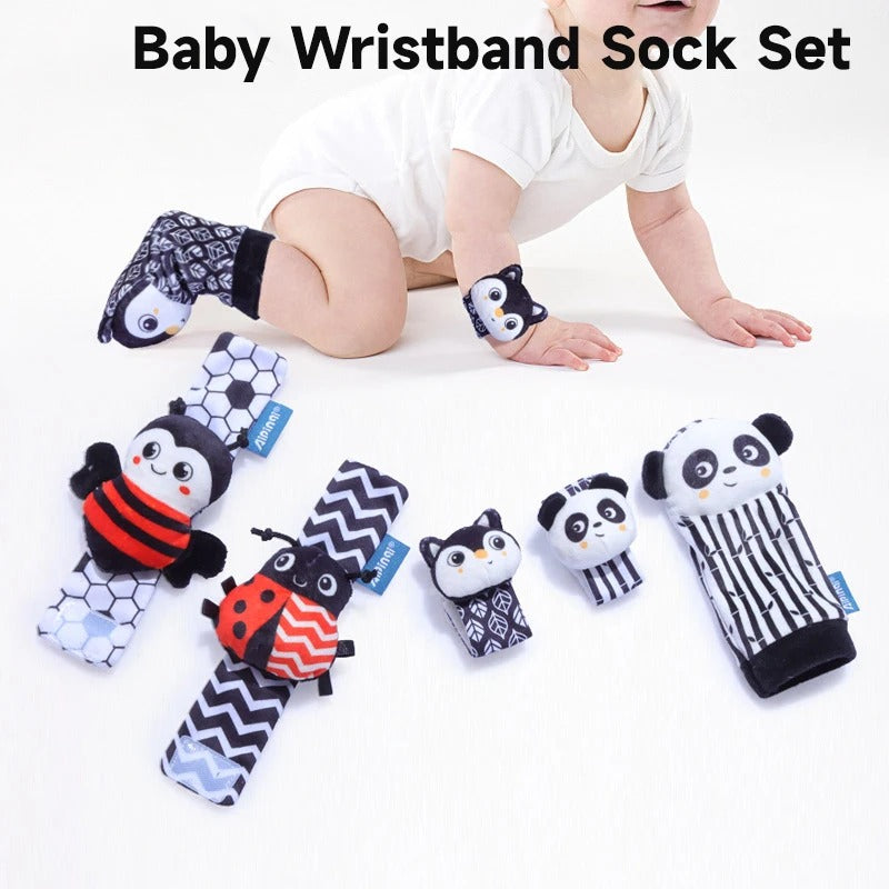 Set Calcetines Y Pulseras De Estimulación Sonajero Para Bebé