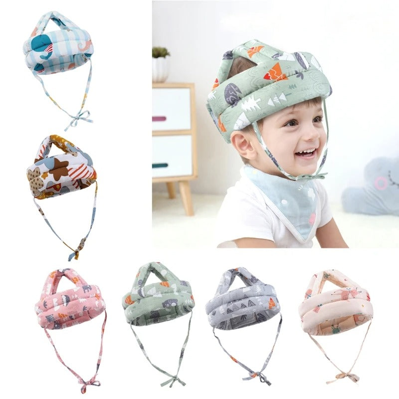 Casco gorro protector de cabeza para bebés, diseño ajustable y acolchado, ideal para proteger durante los primeros pasos y actividades diarias.