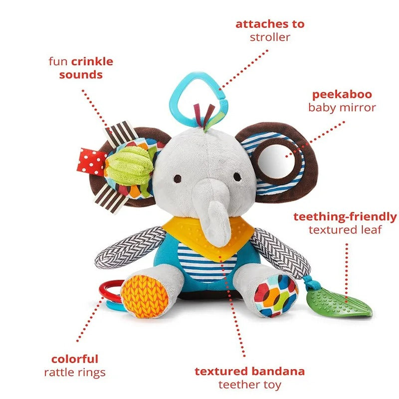 Móvil Coche Peluche Animalitos Sensorial sonajero con mordedor para bebé