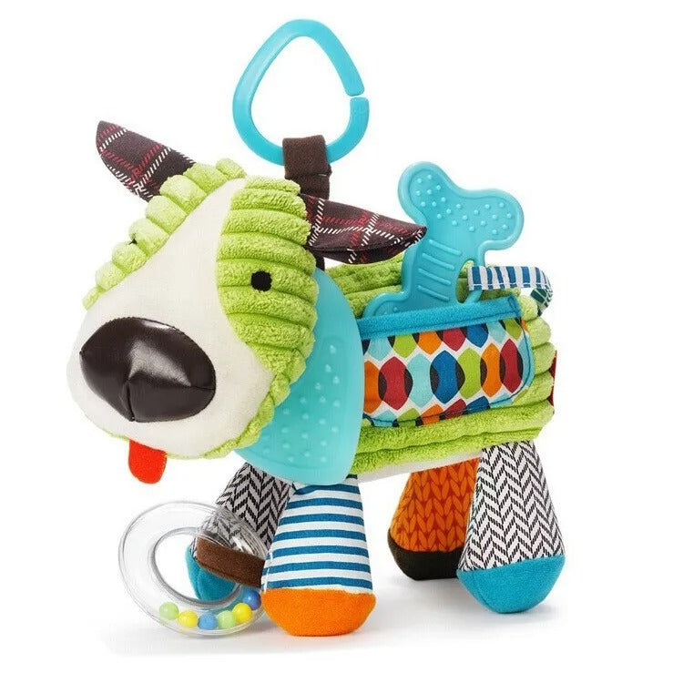 Móvil Coche Peluche Animalitos Sensorial sonajero con mordedor para bebé
