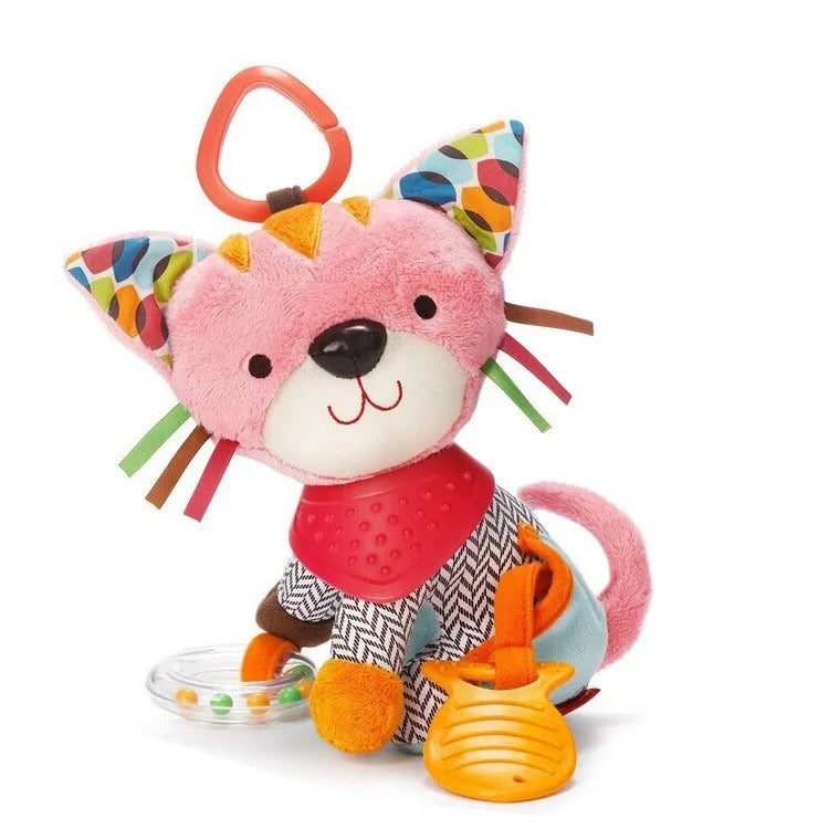Móvil Coche Peluche Animalitos Sensorial sonajero con mordedor para bebé