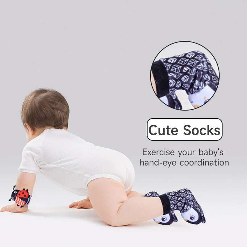 Set Calcetines Y Pulseras De Estimulación Sonajero Para Bebé