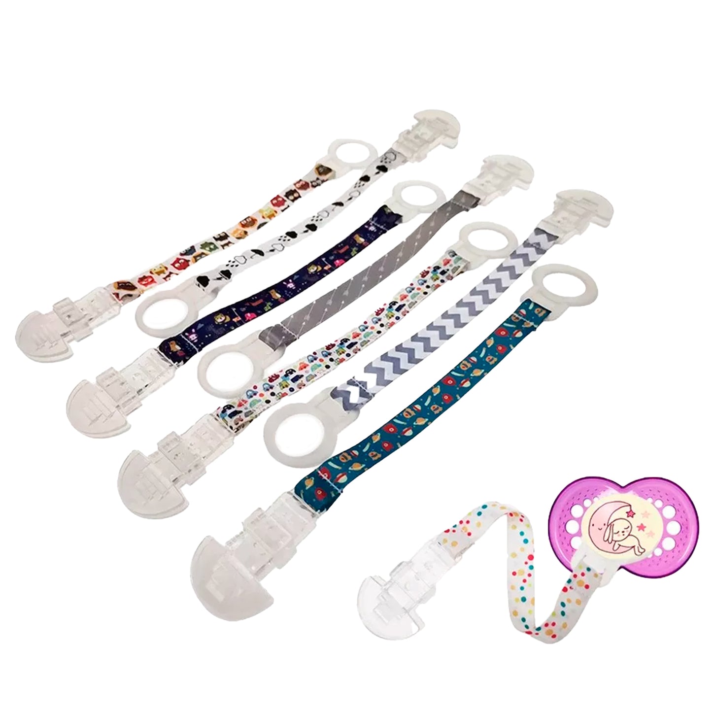 Pack 2 Correas Portachupetes Con Enganche Chupete Sin Anillo