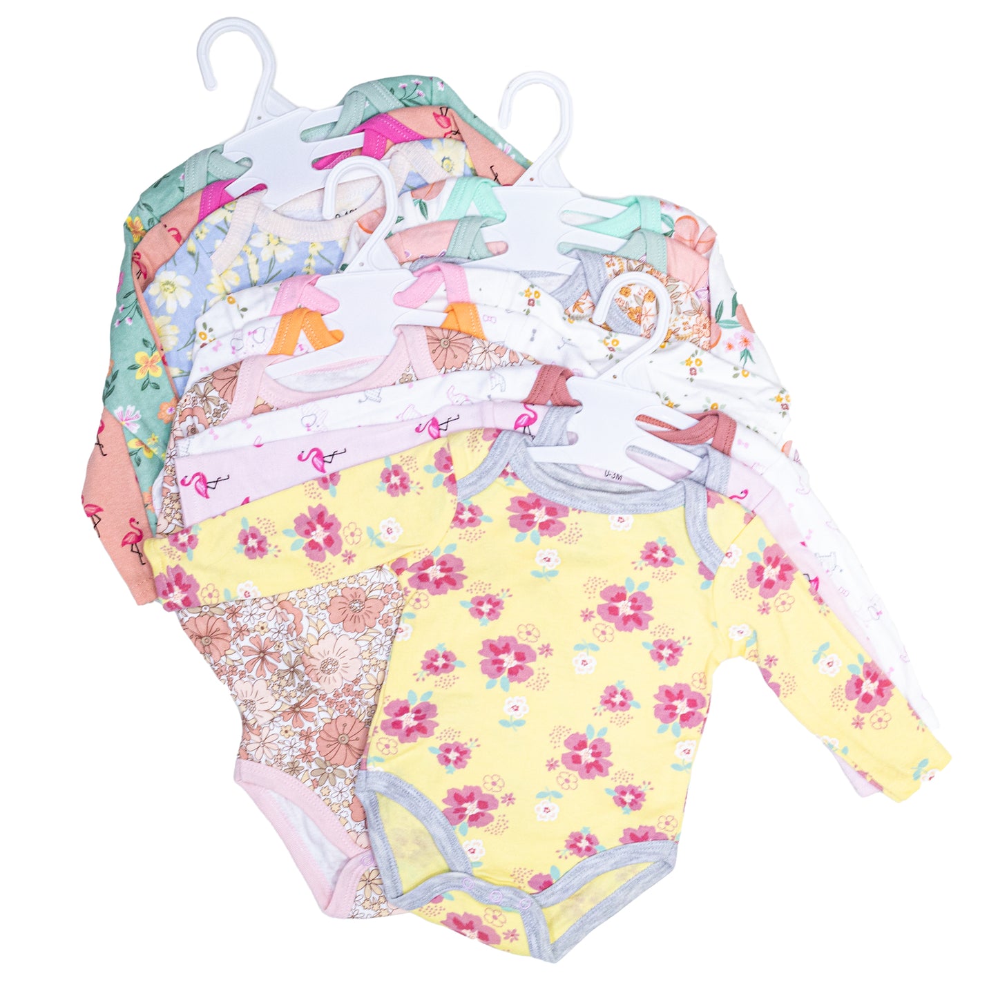 Pack 3 Bodys Algodón Con Manga Larga Bebé 0-3 a 9-12 meses